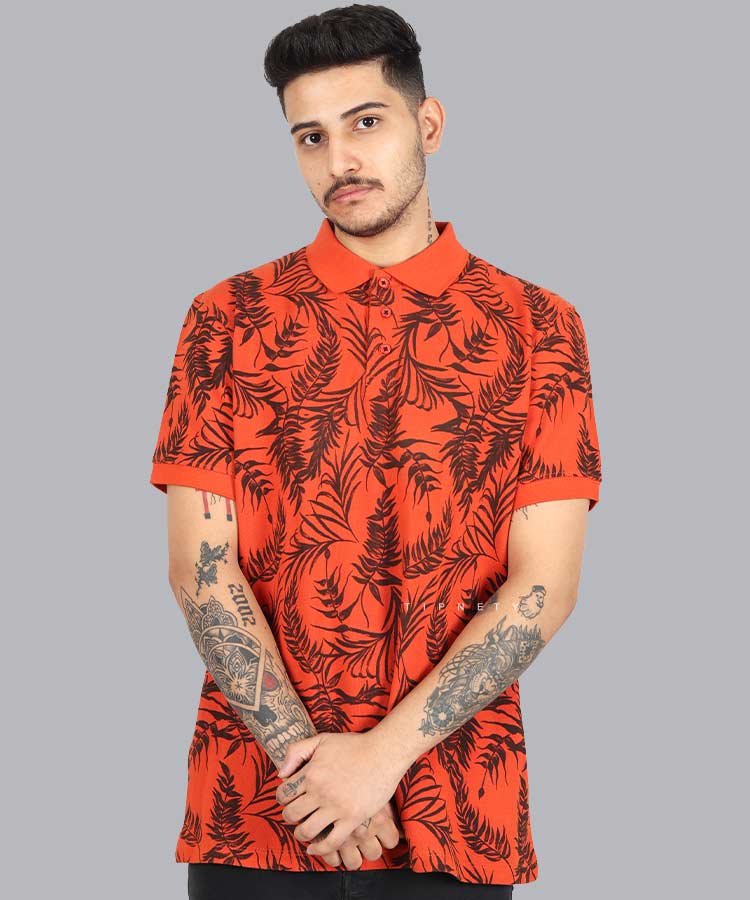 تیشرت یقه دار مردانه طرح دار 1434