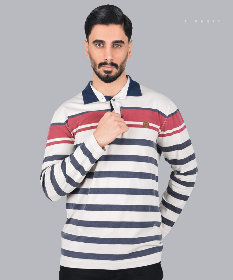 تیشرت یقه دار مردانه آستین بلند 1290