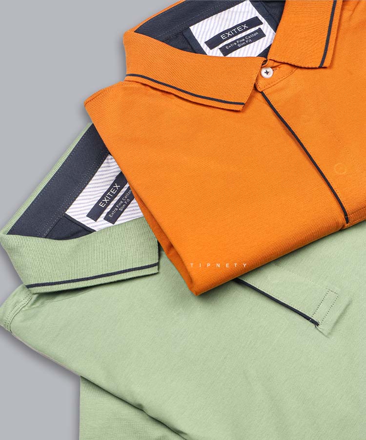                                                                                                                                                                                                                                                 زیتونی لجنی سبز نوک مدادی زرشکی سورمه ای آجری سفید مشکی تیشرت یقه دار 0556  - تصویر 7