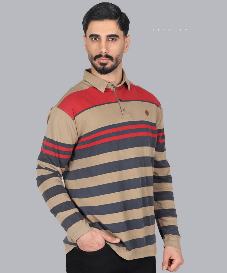 تیشرت یقه دار مردانه آستین بلند 0910