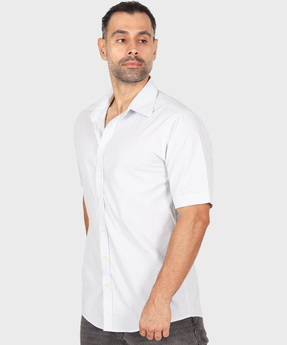             آبی روشن پیراهن آستین کوتاه کلاسیک 1404  - تصویر 6