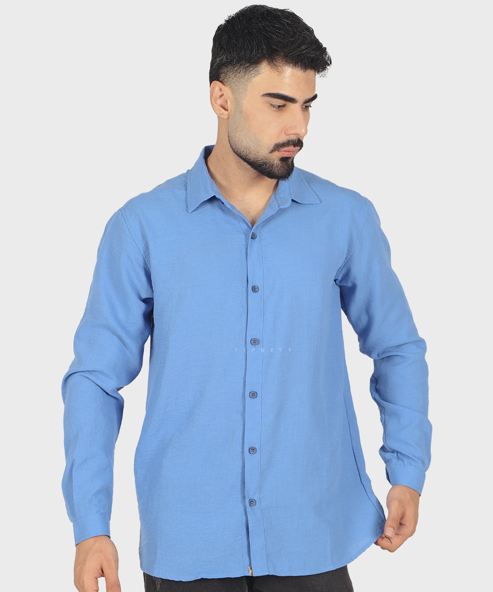 پیراهن لینن مردانه ساده 4409