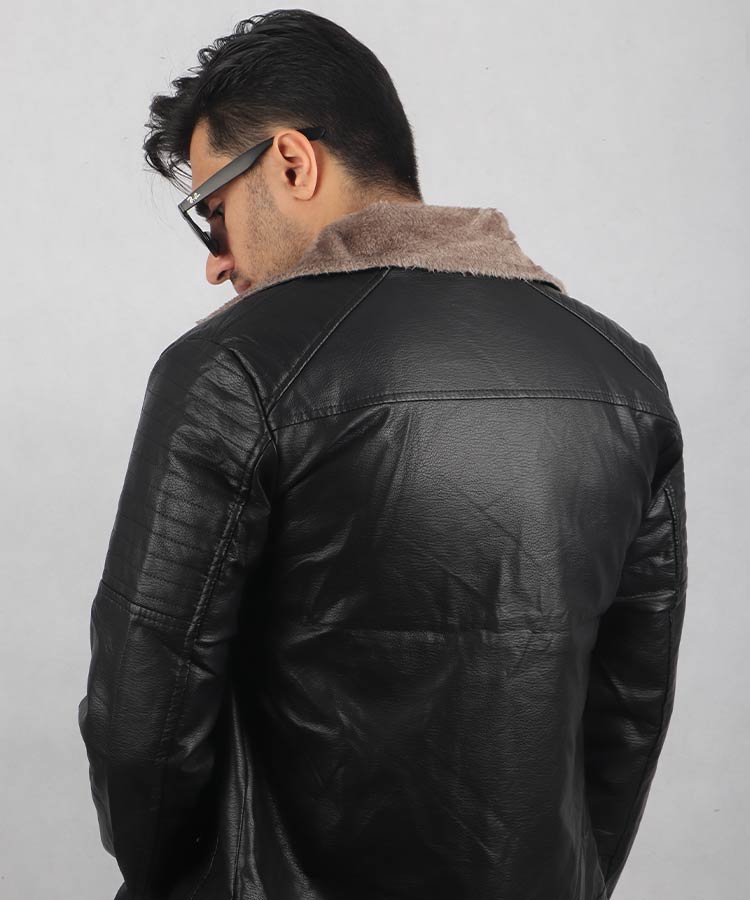                                                         مشکی قهوه ای سورمه ای زمستانه کت چرم 2252  - تصویر 3