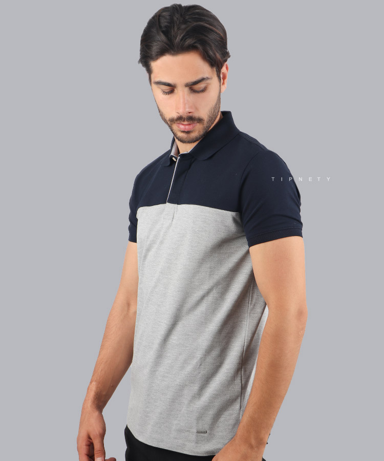 تیشرت یقه دار مردانه مدل دو رنگ 0313