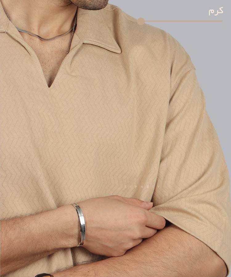                                                                                                                                                                                                 طوسی کرم مشکی سفید لجنی تیشرت لش 1601  - تصویر 8