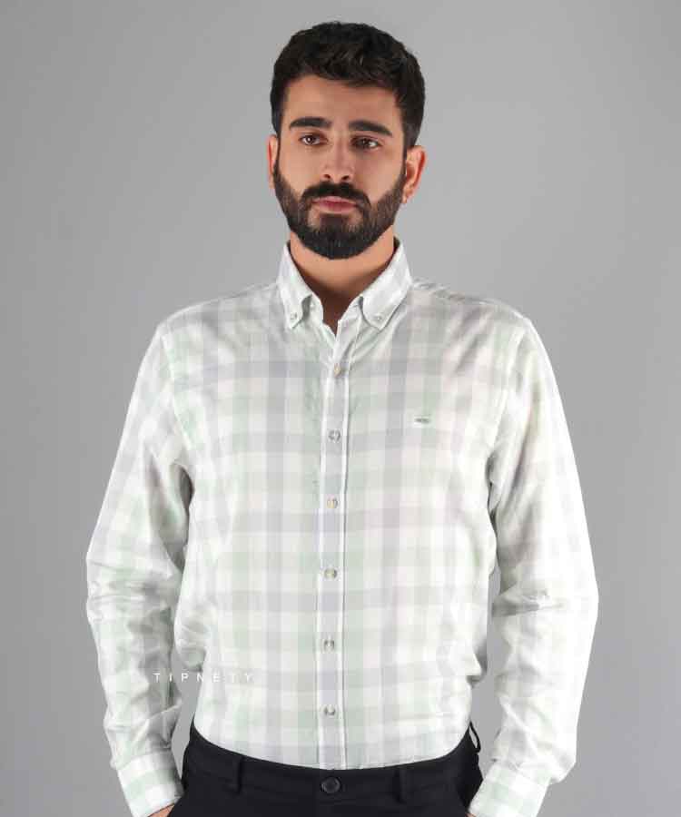 پیراهن مردانه آستین بلند چهارخانه 5004