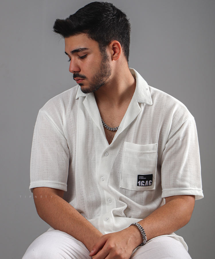                                                                       مشکی سفید طوسی سبز پیراهن یقه انگلیسی 0765  - تصویر 3