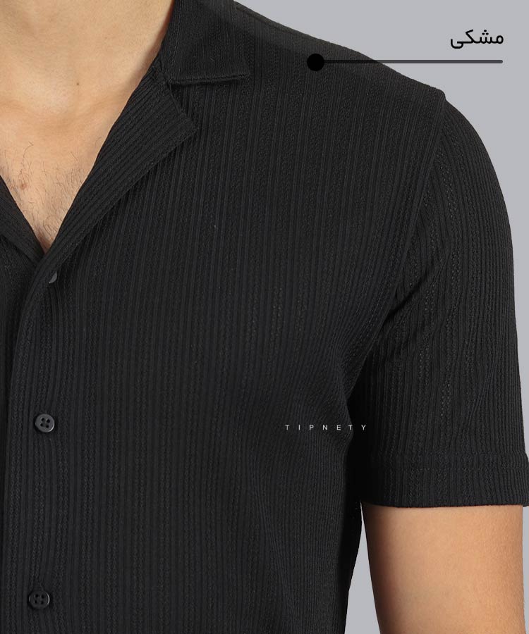                               مشکی سفید   پیراهن یقه انگلیسی 0910  - تصویر 4