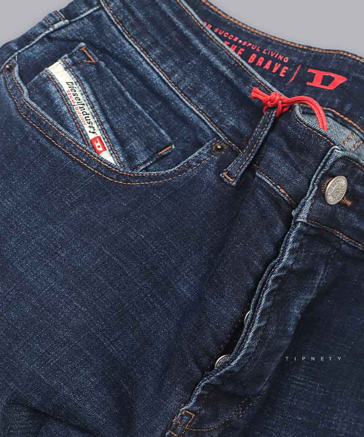 شلوار جین اسلیم مردانه سورمه ای 6048