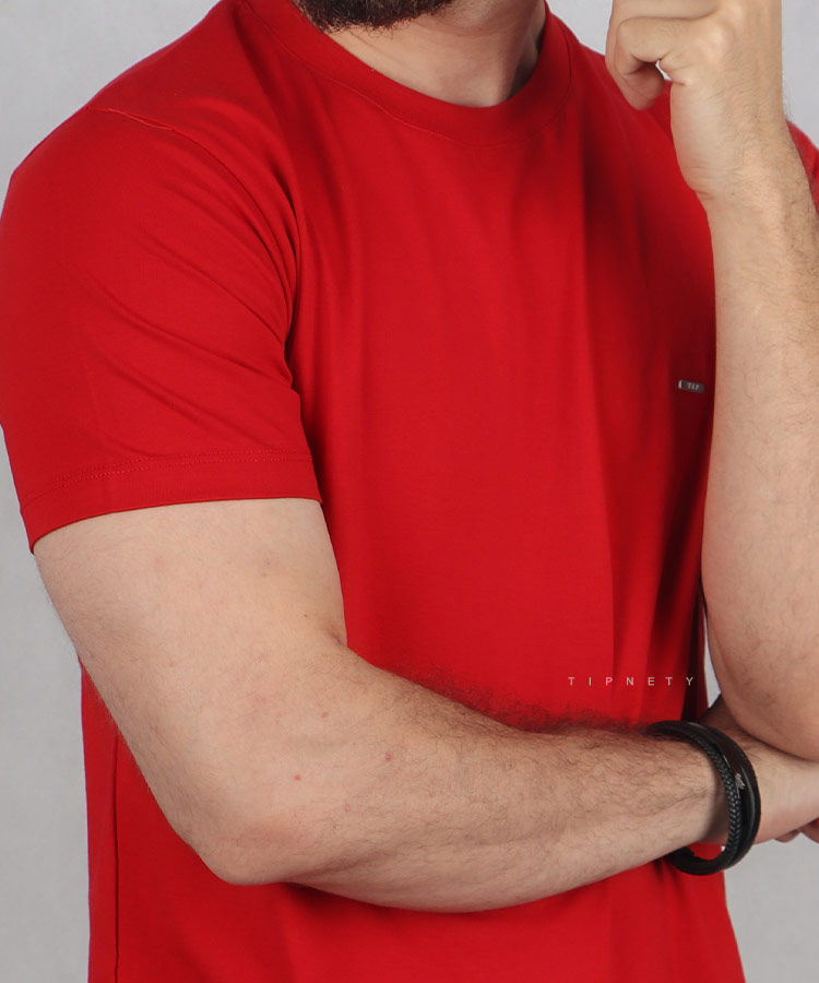                                                                           قرمز زرشکی تیشرت بیسیک 9127  - تصویر 6