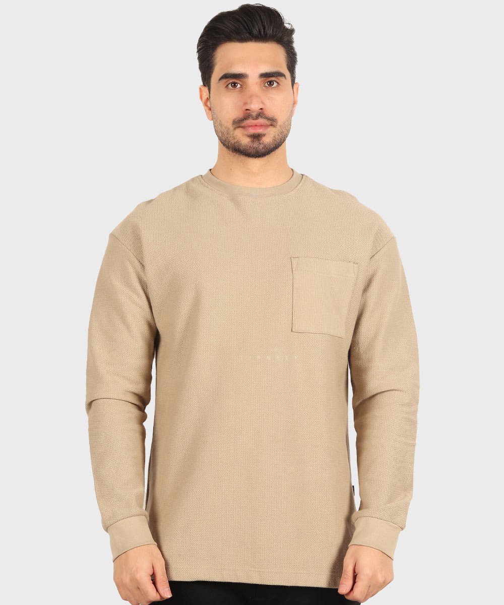 تیشرت آستین بلند مردانه بافت ریز 5294