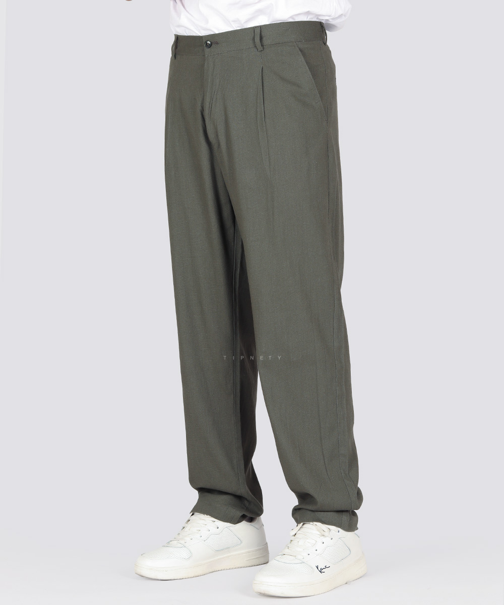                                                   استخوانی کرم مشکی سبز شلوار پارچه ای لینن 4937  - تصویر 21