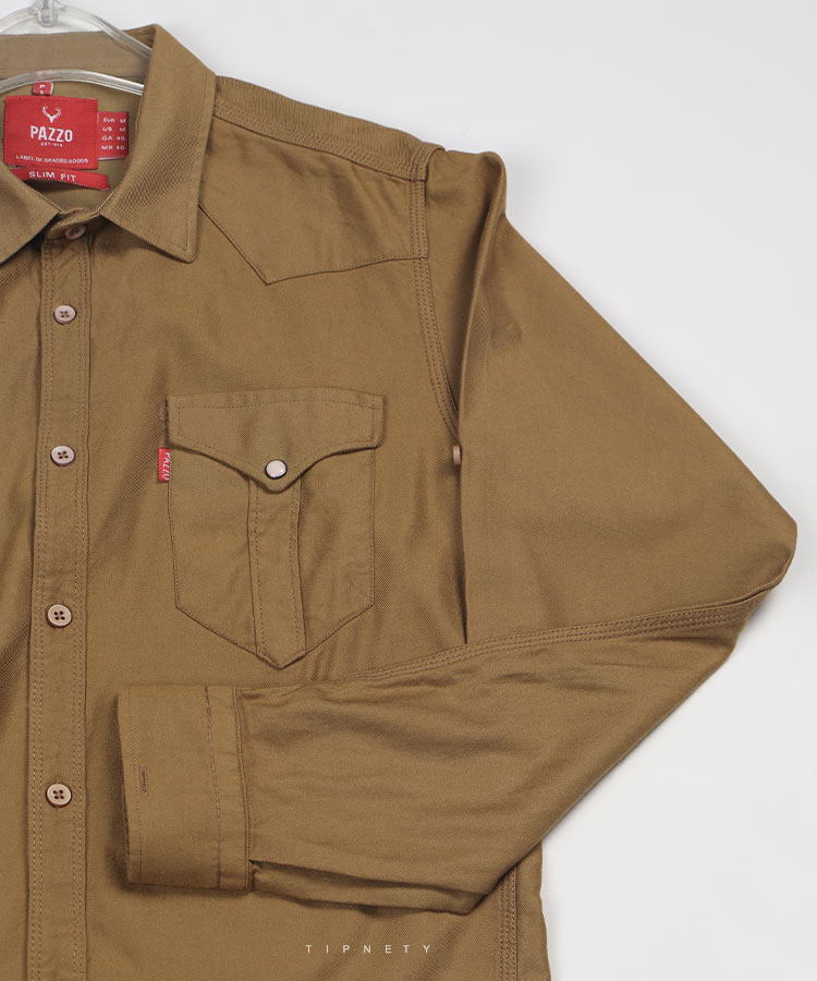                   حنایی پسته ای سبز شارپ پیراهن آستین بلند فیت 0804  - تصویر 4