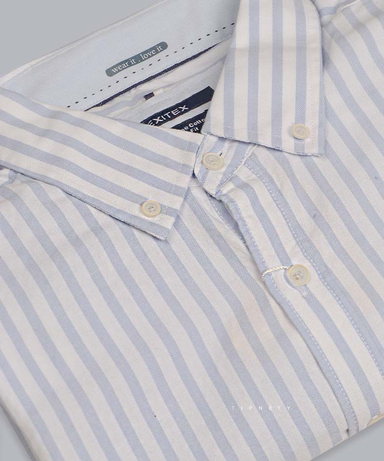 پیراهن مردانه آستین بلند آبی 8823