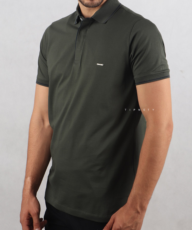                                                                                                                                                                                                                             زیتونی لجنی سبز نوک مدادی زرشکی سورمه ای آجری سفید مشکی تیشرت یقه دار 0556  - تصویر 9