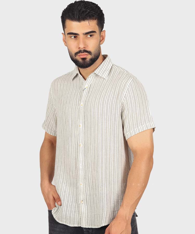 پیراهن مردانه کنفی آستین کوتاه لجنی 5391