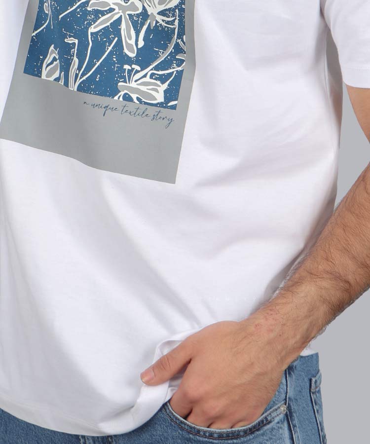                                                                                     سفید ملانژ کاربنی تیشرت چاپی 5240  - تصویر 3