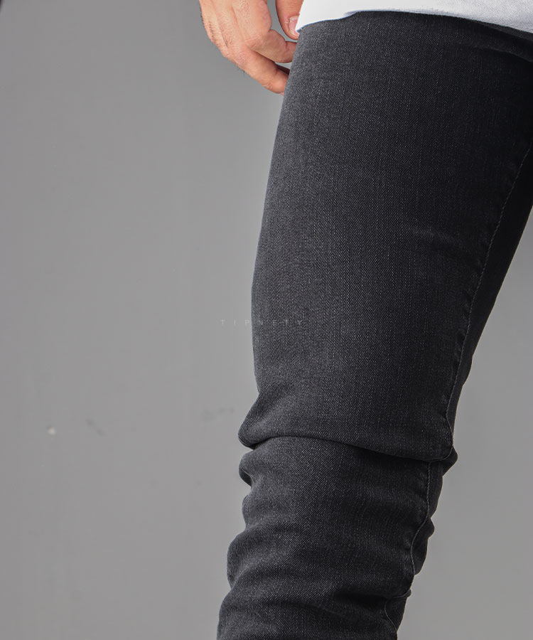                                   ذغالی مشکی شلوار جین اسلیم 5048  - تصویر 3