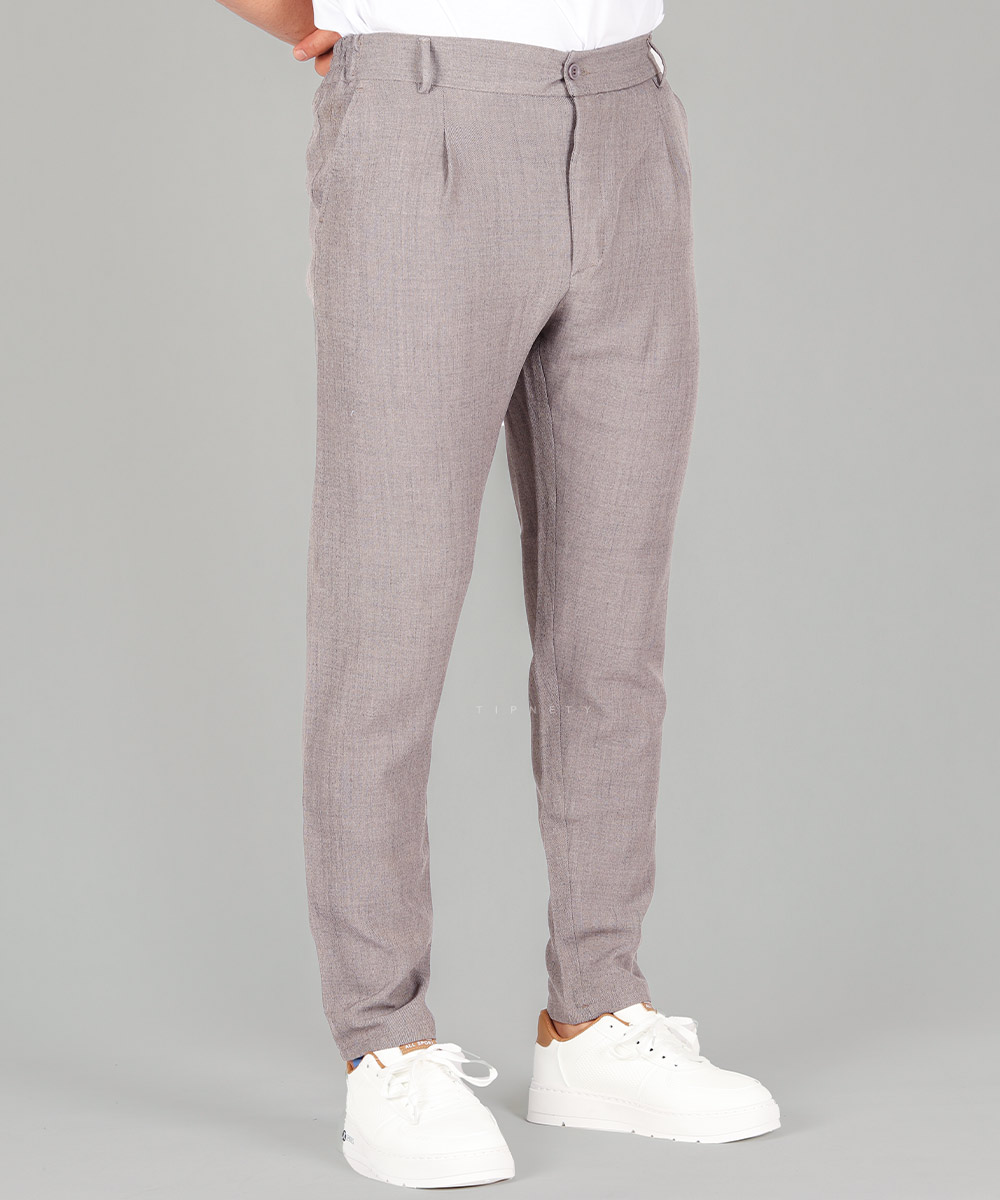                                                 طوسی کرم شکلاتی شلوار پارچه ای مام فیت 0920  - تصویر 3