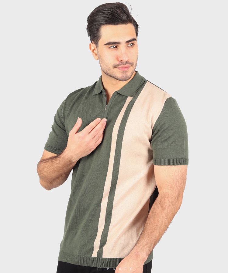                                                   مشکی یشمی سورمه ای کرم تیشرت یقه دار 5305  - تصویر 3