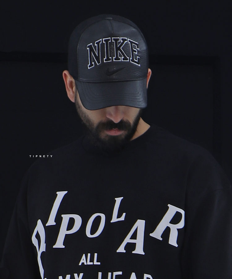 کلاه کپ مشکی چرم طرح NIKE نایک 2242