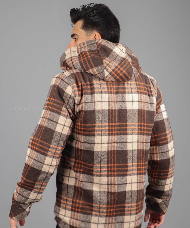 کاپشن مردانه پشمی طرح چهارخانه 1329