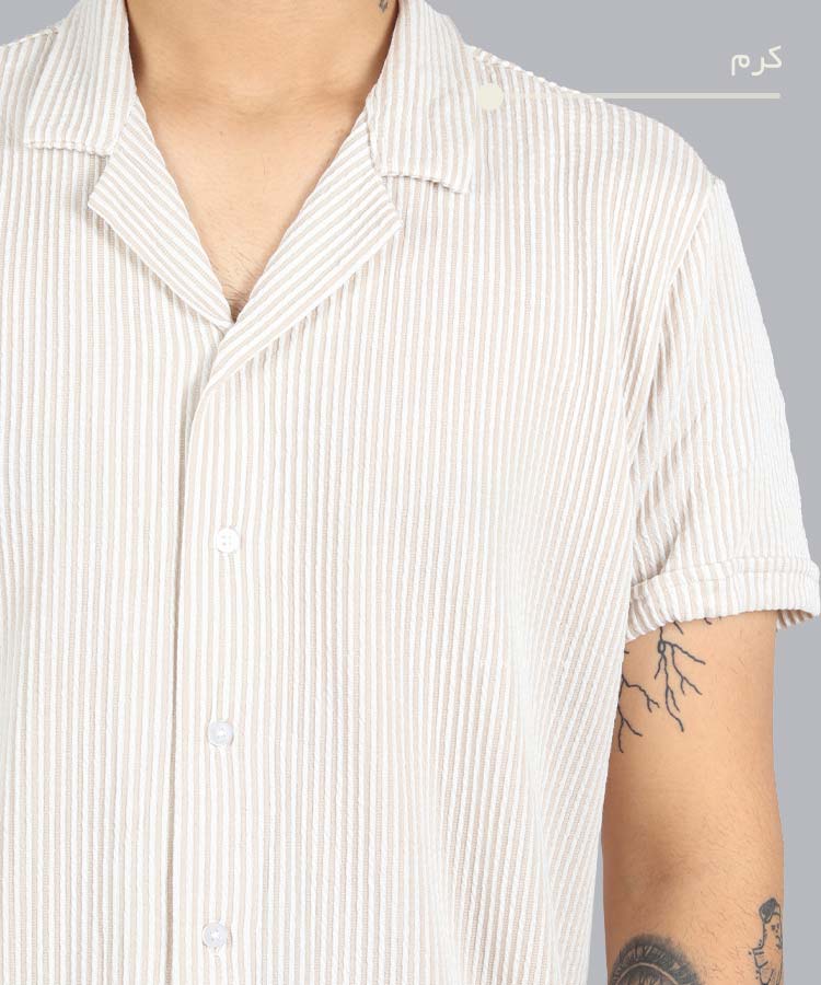                                                                                                                                                         سورمه ای کرم طوسی مشکی پیراهن یقه انگلیسی 1679  - تصویر 7