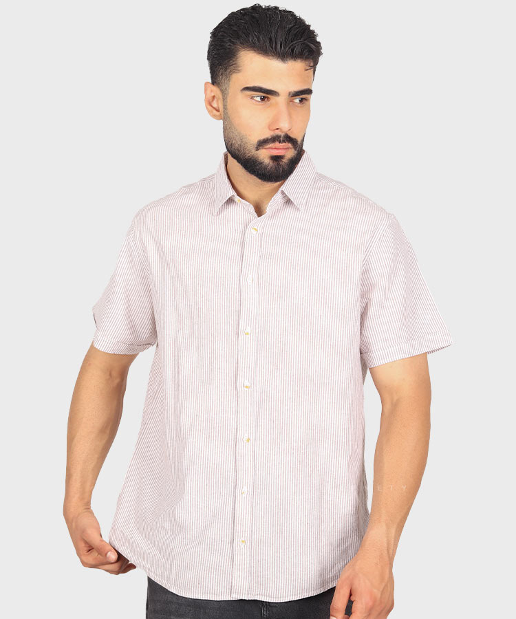                                         کرم قهوه ای یاسی پیراهن آستین کوتاه فیت 1428  - تصویر 15