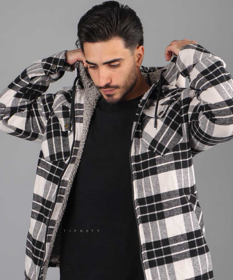 کاپشن مردانه پشمی طرح چهارخانه 1333