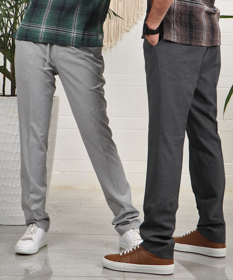                                     مشکی سورمه ای ذغالی طوسی روشن طوسی تیره شلوار پارچه ای اسلش 3611  - تصویر 3