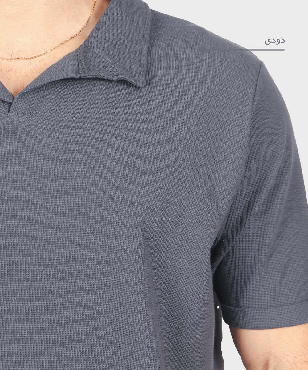                                     کرم روشن سورمه ای دودی صدری خاکی یشمی آبی روشن مشکی تیشرت یقه دار 1741  - تصویر 6