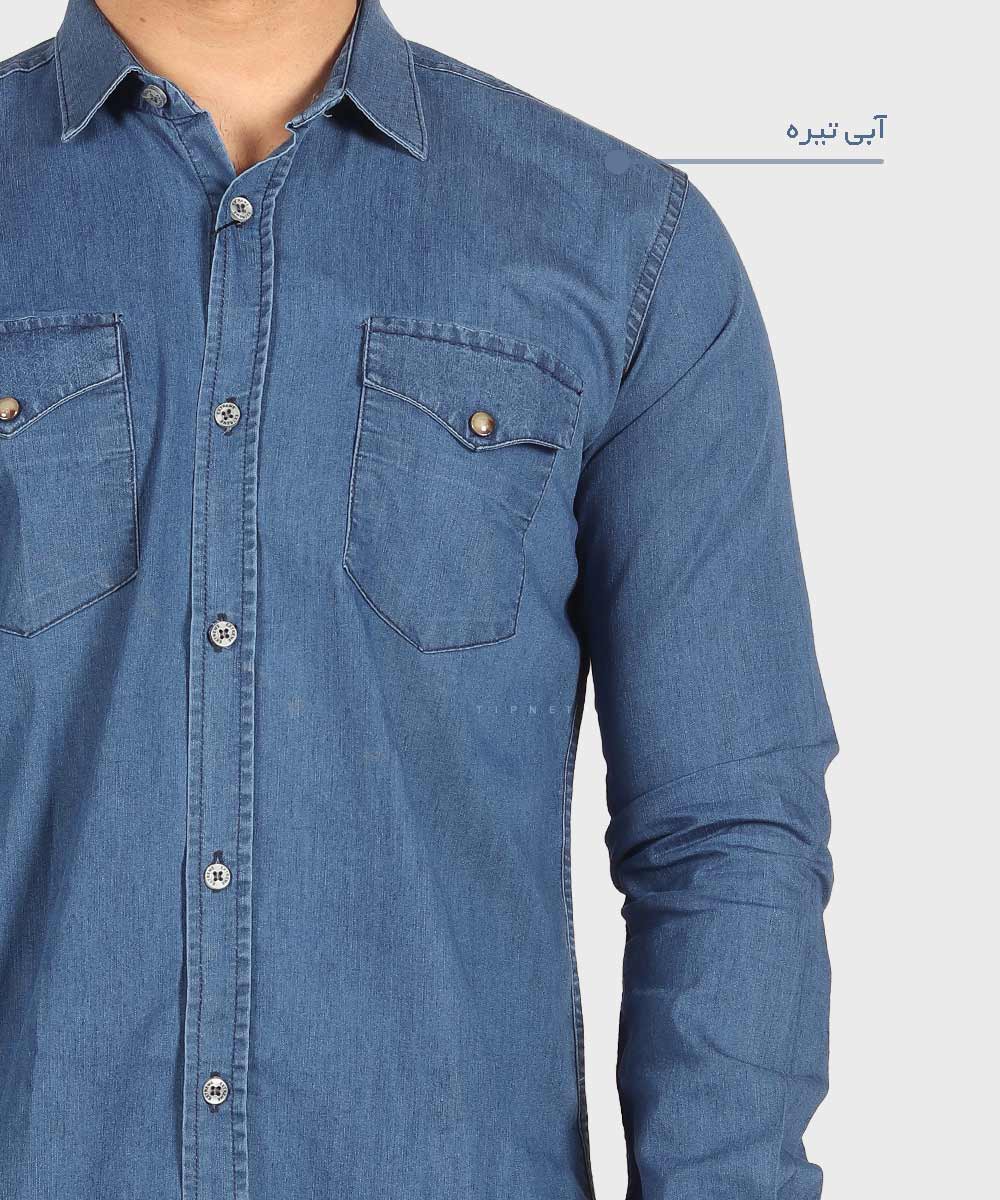                     ذغالی آبی تیره آبی روشن طوسی تیره پیراهن آستین بلند فیت 0776  - تصویر 4