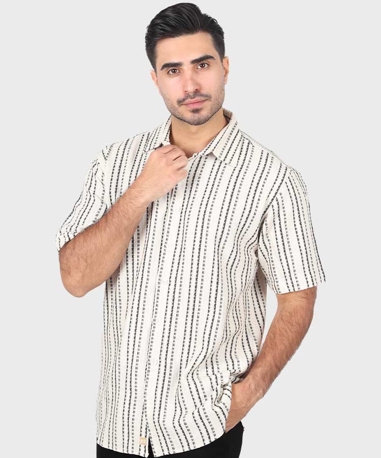                                 سبز کرم طوسی تیره پیراهن لش 4346  - تصویر 4