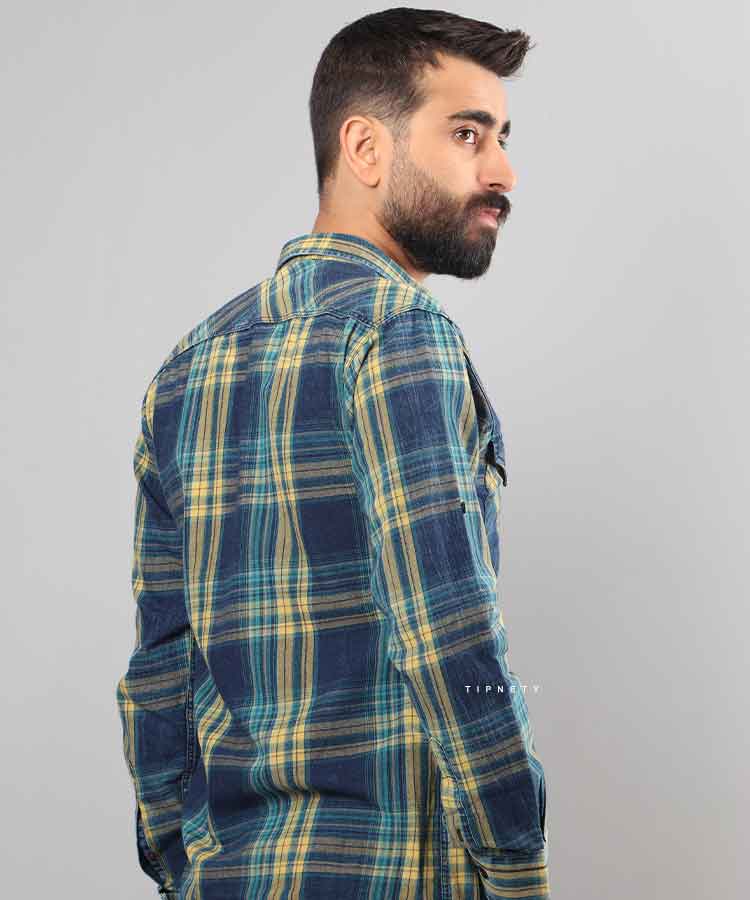 پیراهن مردانه آستین بلند چهارخانه 0738