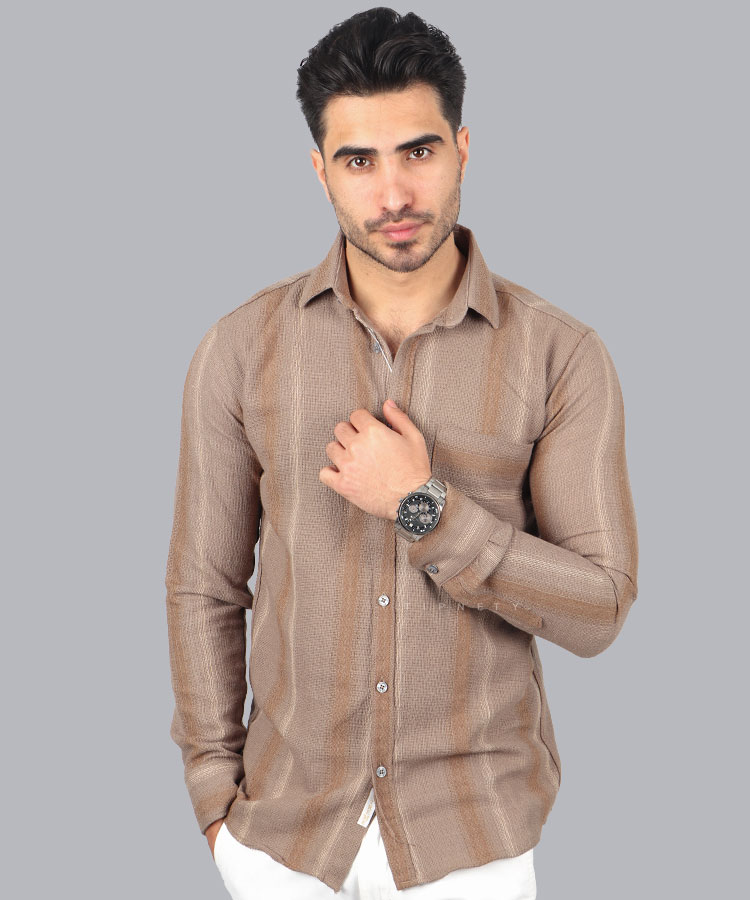 پیراهن مردانه آستین بلند کنفی 0126