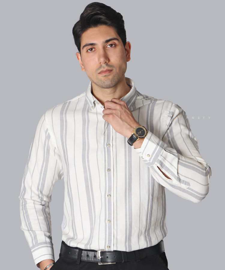 پیراهن مردانه آستین بلند راه راه 5098