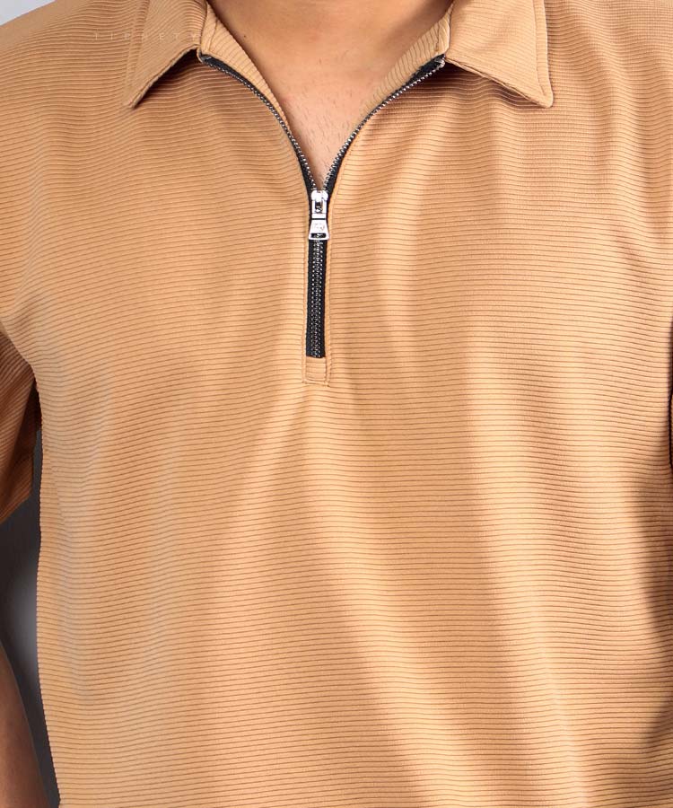 تیشرت یقه دار نیم زیپ مردانه 1177