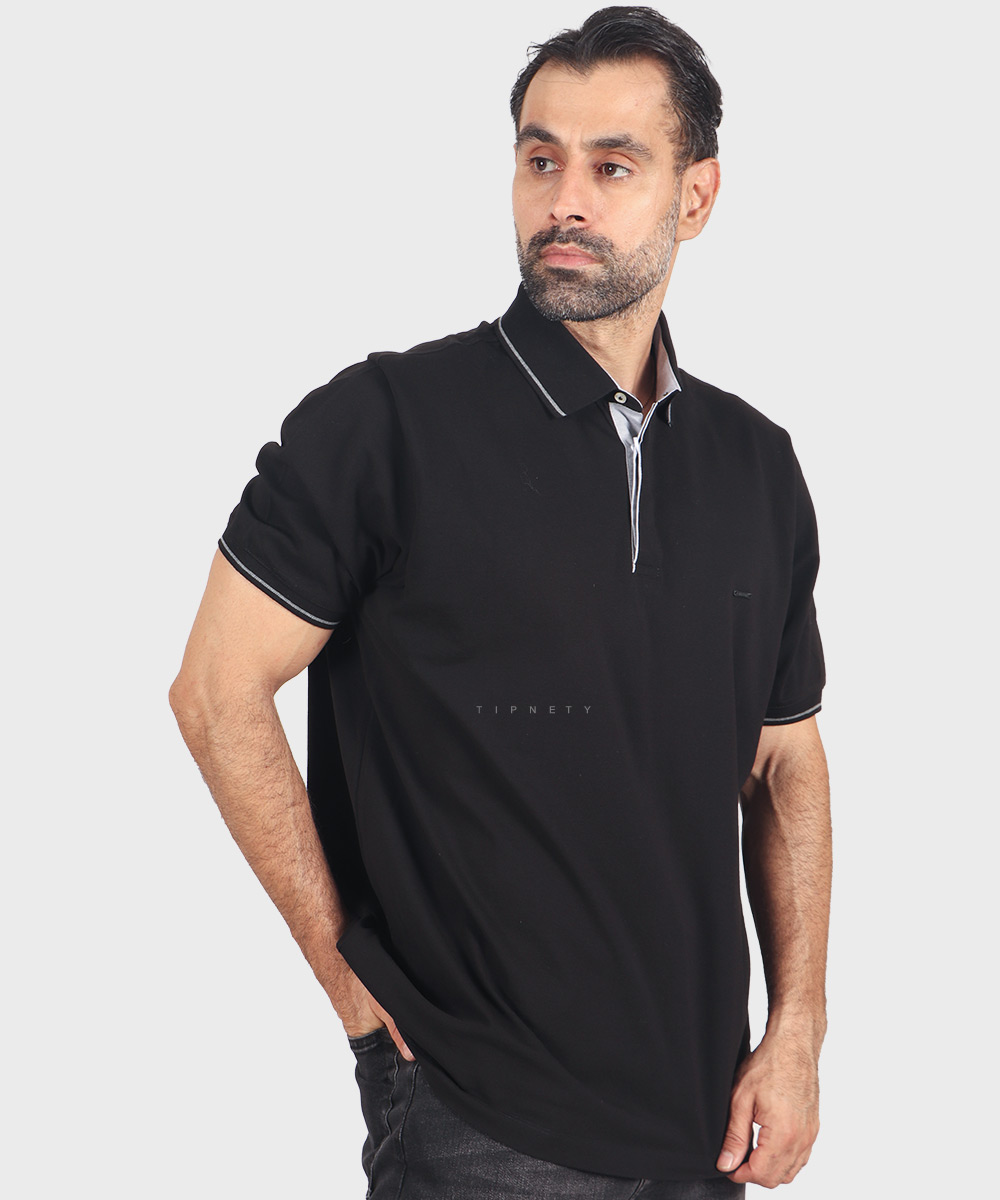                                       ملانژ سورمه ای مشکی تیشرت یقه دار 0569  - تصویر 5