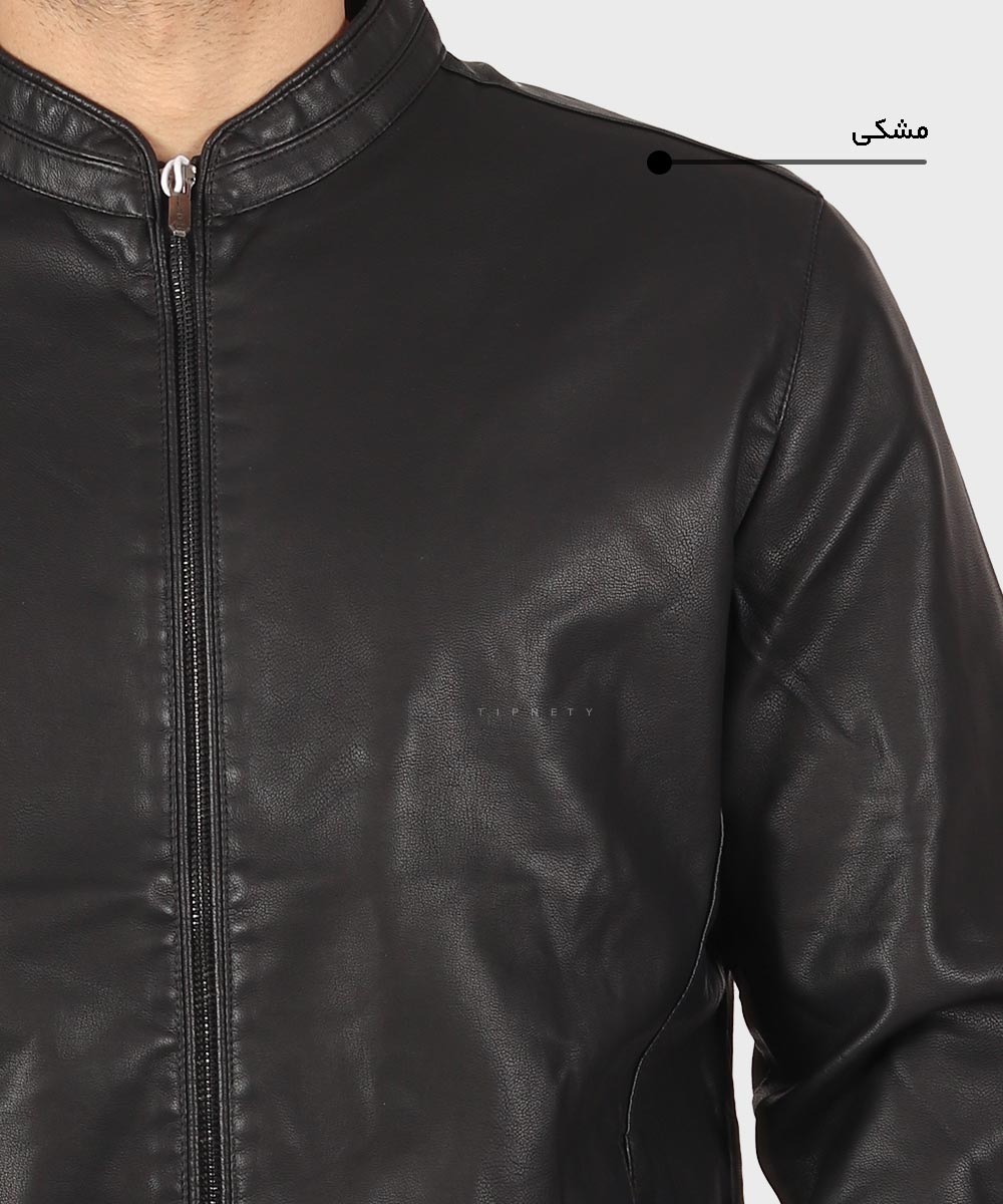         نسکافه ای استخوانی مشکی زمستانه کت چرم 2513  - تصویر 6