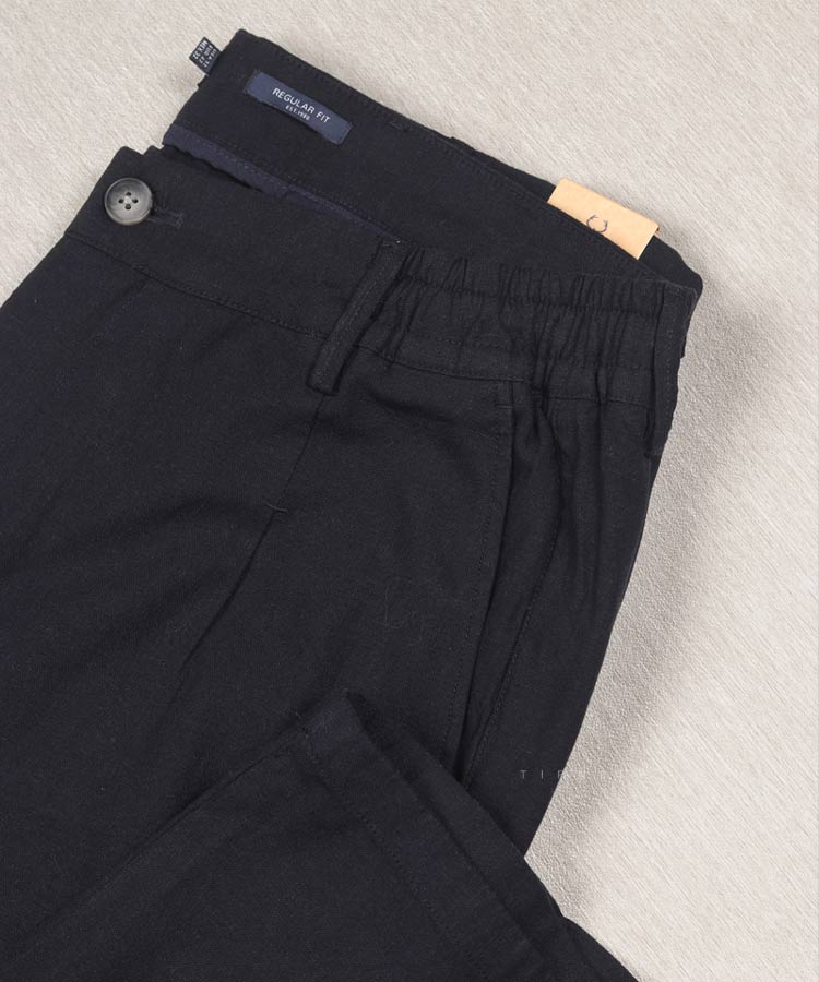                                                 سورمه ای مشکی لجنی استخوانی قهوه ای شلوار پارچه ای لینن 0126  - تصویر 2