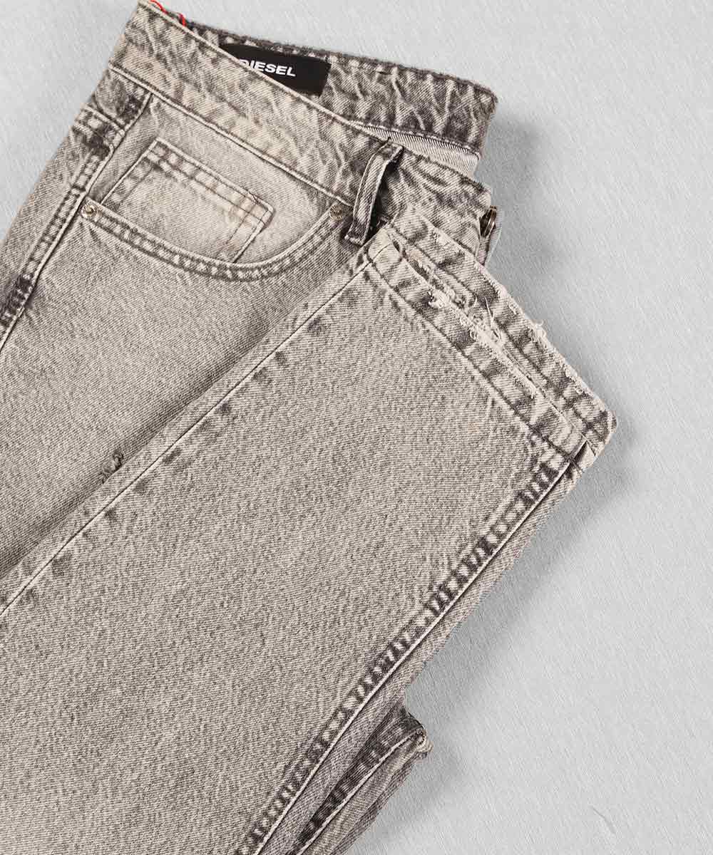 شلوار جین مام استایل مردانه زاپ دار و طوسی 0964