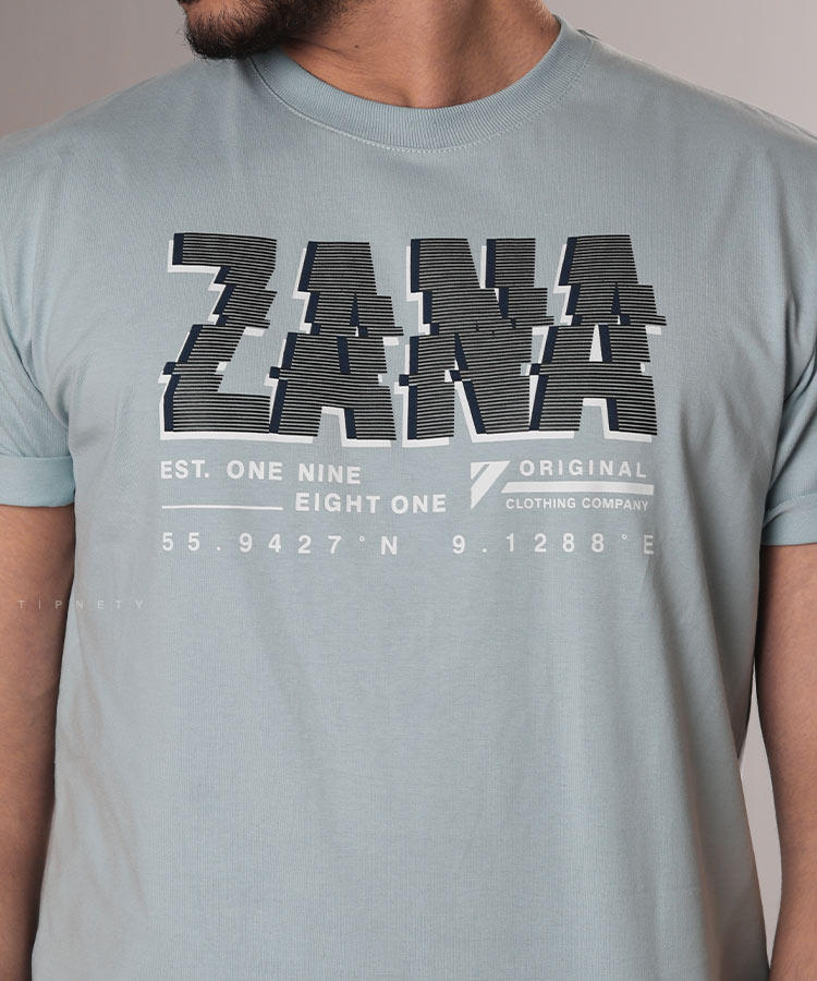                                                                                 آبی طوسی مشکی سفید تیشرت چاپی 1945  - تصویر 3