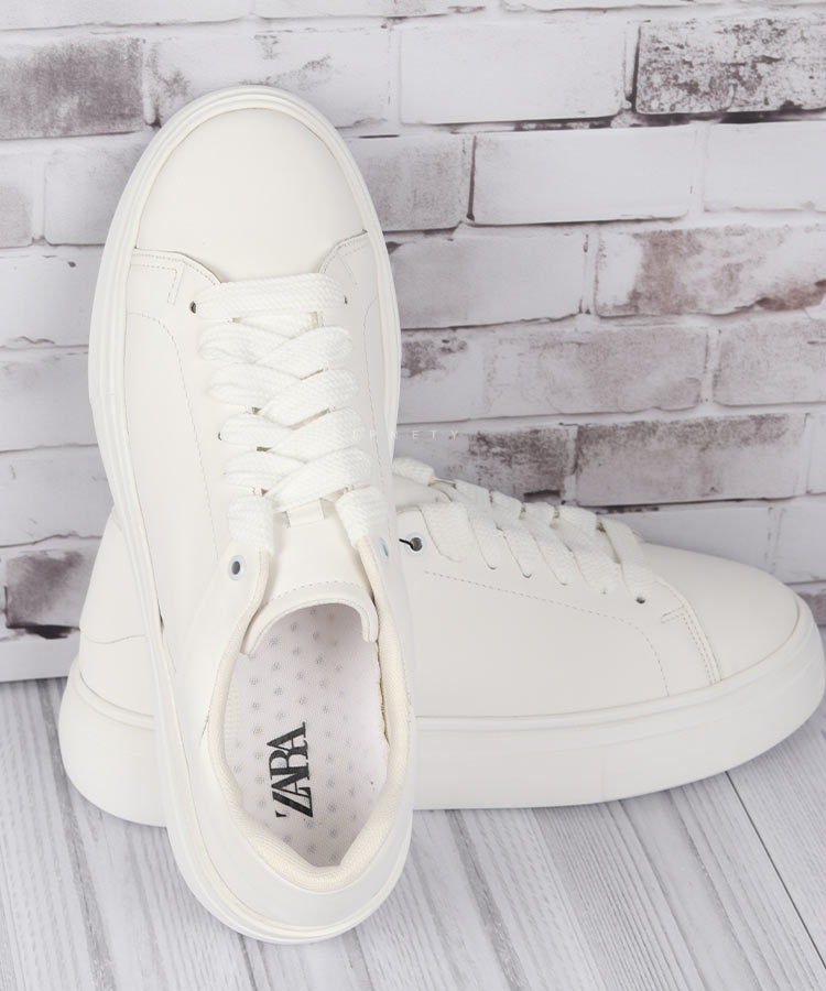 کرم سفید مشکی کفش روزمره (کتانی) 2170  - تصویر 9