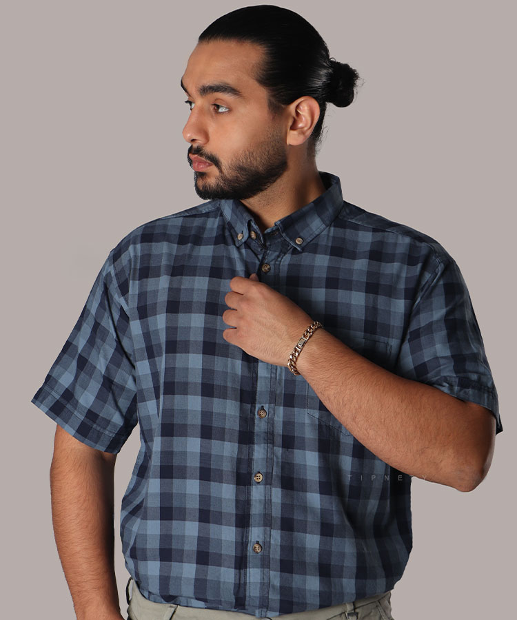 پیراهن آستین کوتاه مردانه چهارخانه 4411