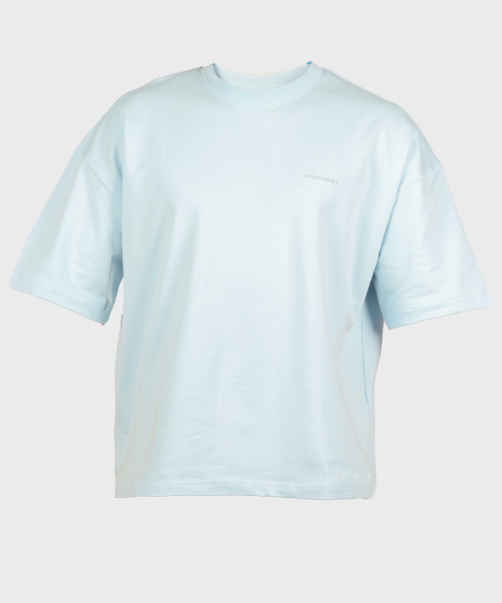 تیشرت مردانه باکسی ساده ماچینیست آبی روشن 2257