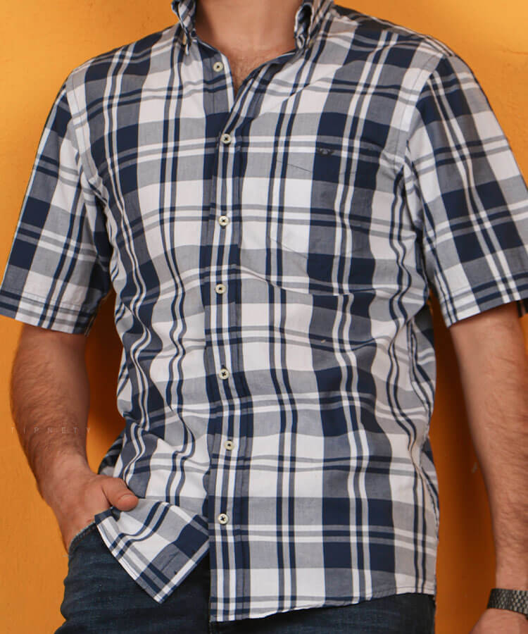 پیراهن آستین کوتاه مردانه چهارخانه 0950