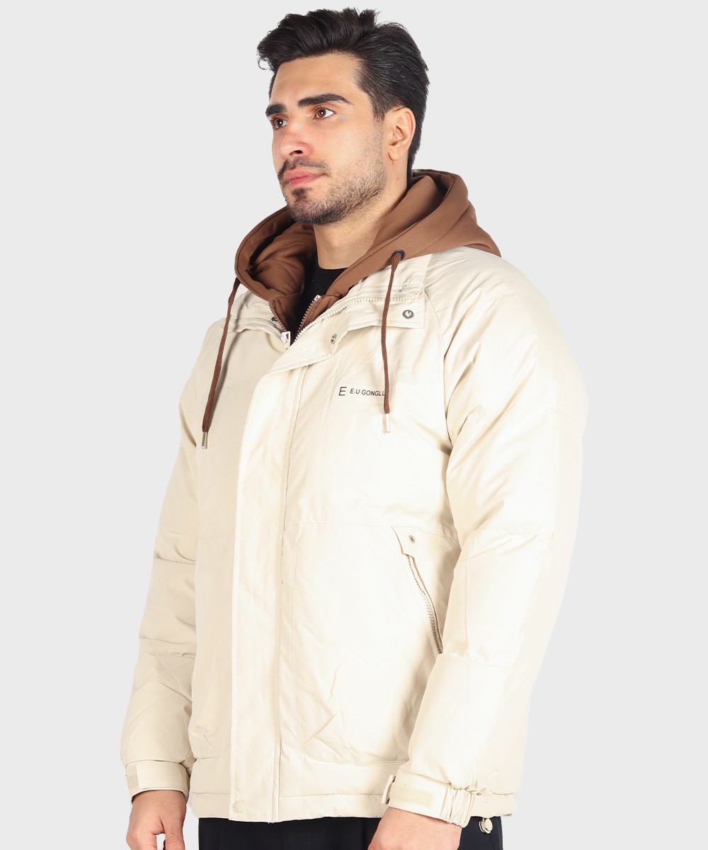 شیری خاکی مشکی زمستانه کاپشن 9677  - تصویر 5