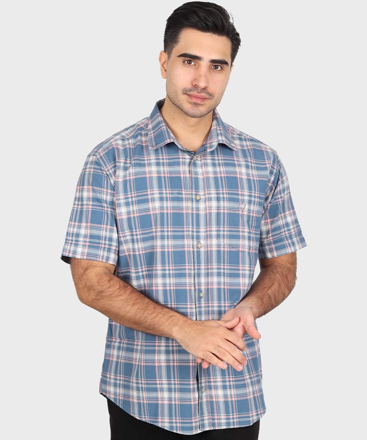         صورتی پیراهن آستین کوتاه کلاسیک 0933  - تصویر 4