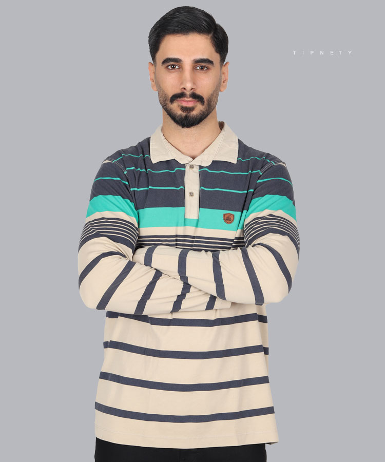 تیشرت یقه دار مردانه آستین بلند 1257