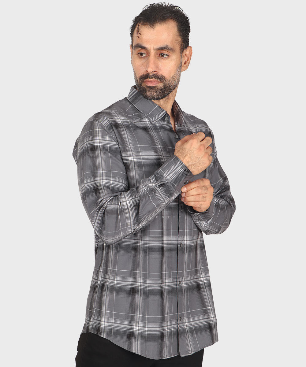                                                                                                                                 سورمه ای طوسی تیره طوسی روشن سبز کرم پیراهن آستین بلند فیت 0324  - تصویر 13